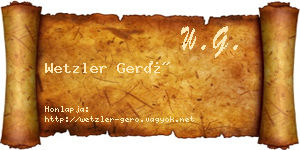 Wetzler Gerő névjegykártya